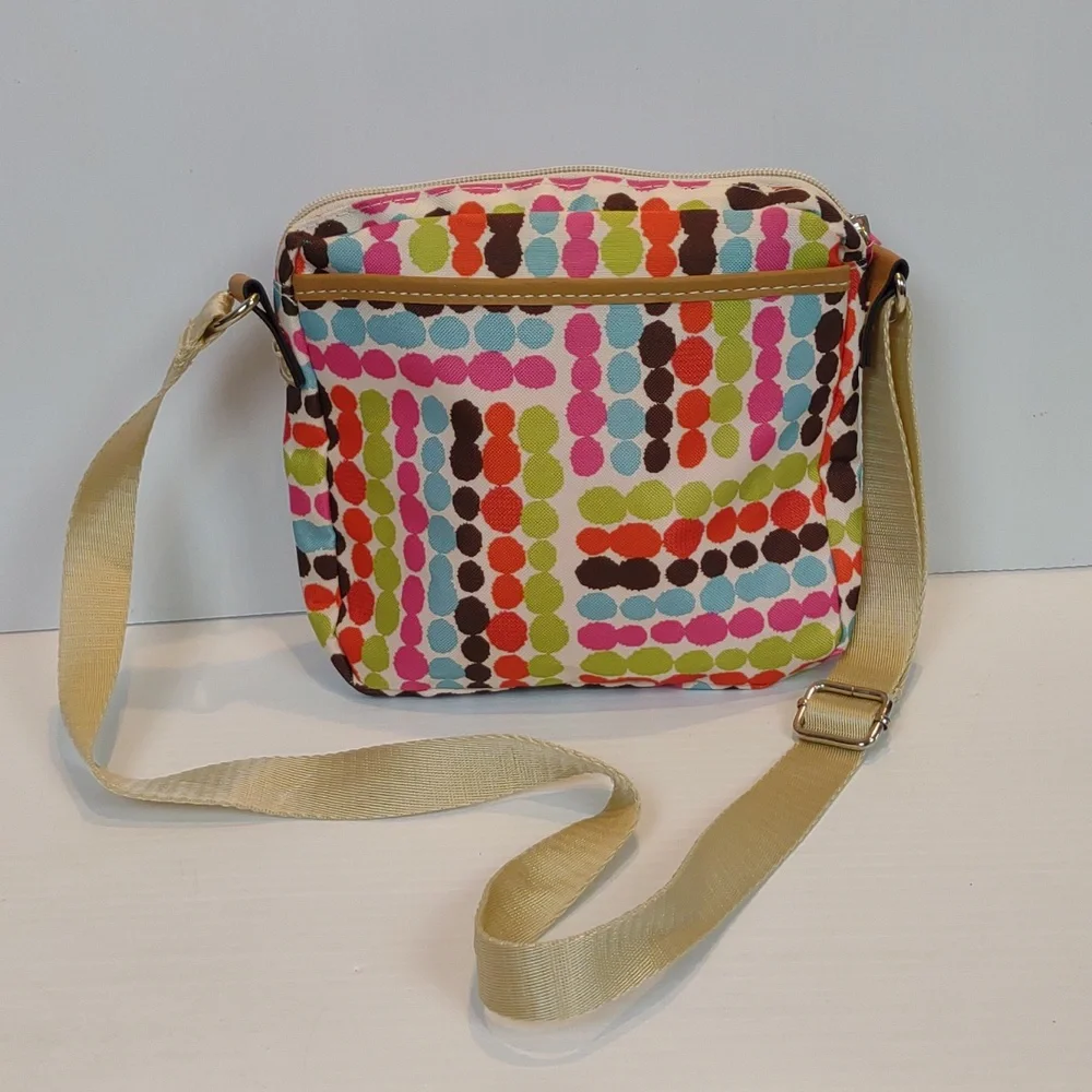 Lily Bloom Multi-Color Polka Dot Crossbody Purse Karma Bloom Fabric Initial 